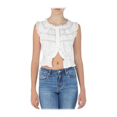 Viktorianisches weißes Baumwollkorsett Cover Top mit Einlage Spitze