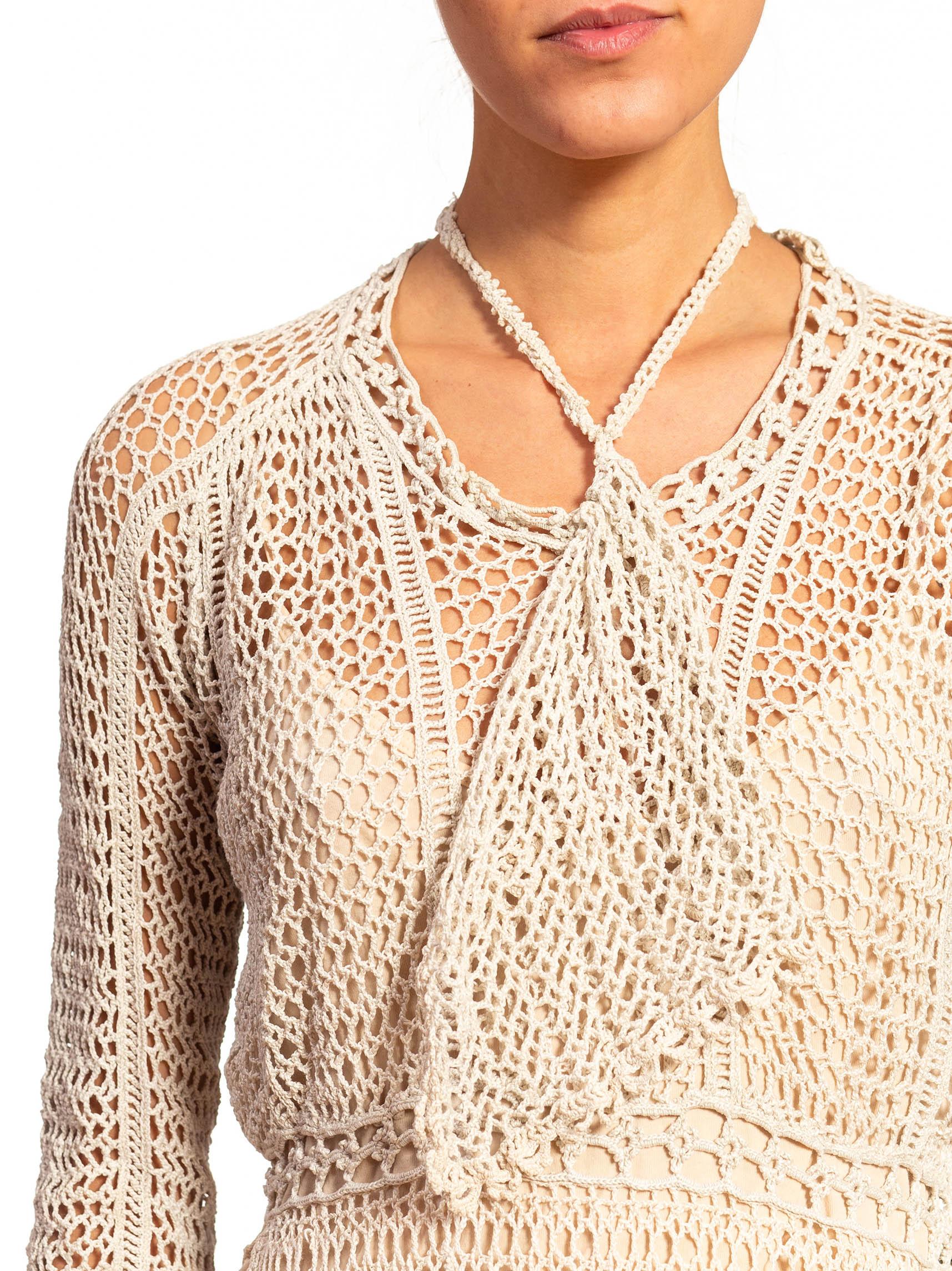 Victorian White Cotton Crochet Lace Top For Sale 5