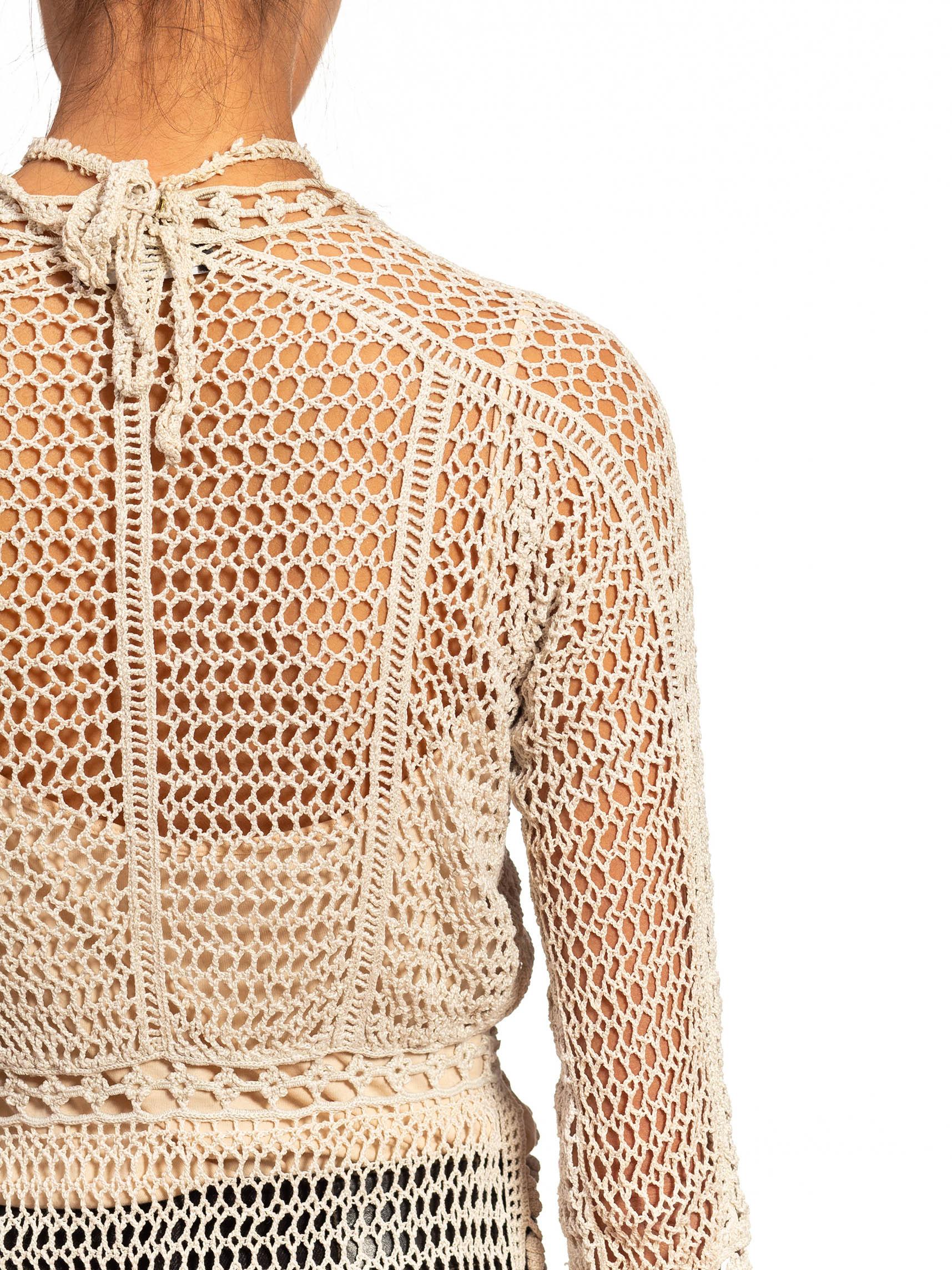 Victorian White Cotton Crochet Lace Top For Sale 6