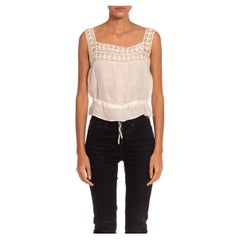 Victorian White Cotton Lace Sleeveless Crop Top