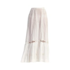 Victorian White Cotton Voile & Lace Skirt