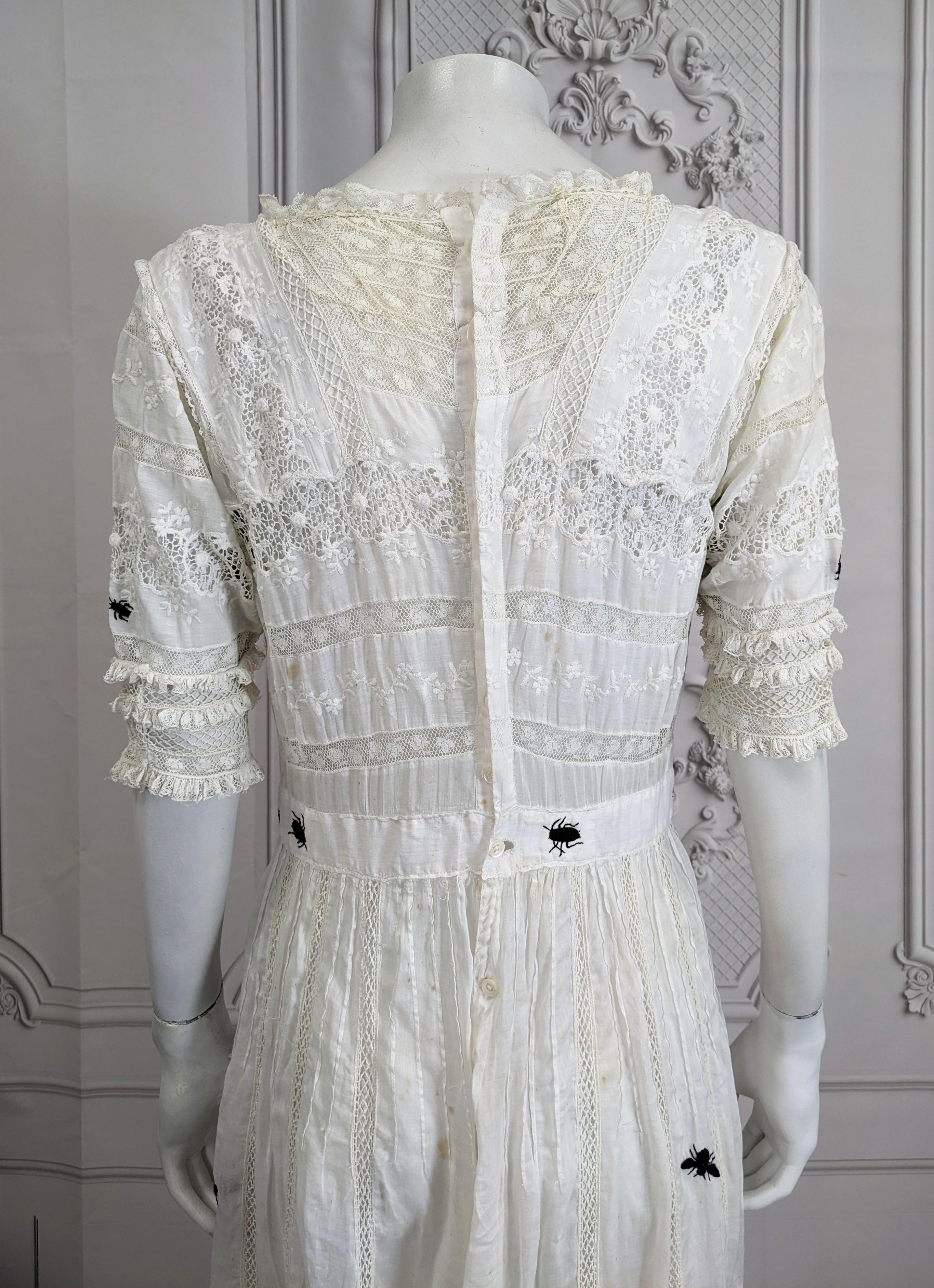 Victorian White Embroidered Dress, Upcycled Studio VL For Sale 8