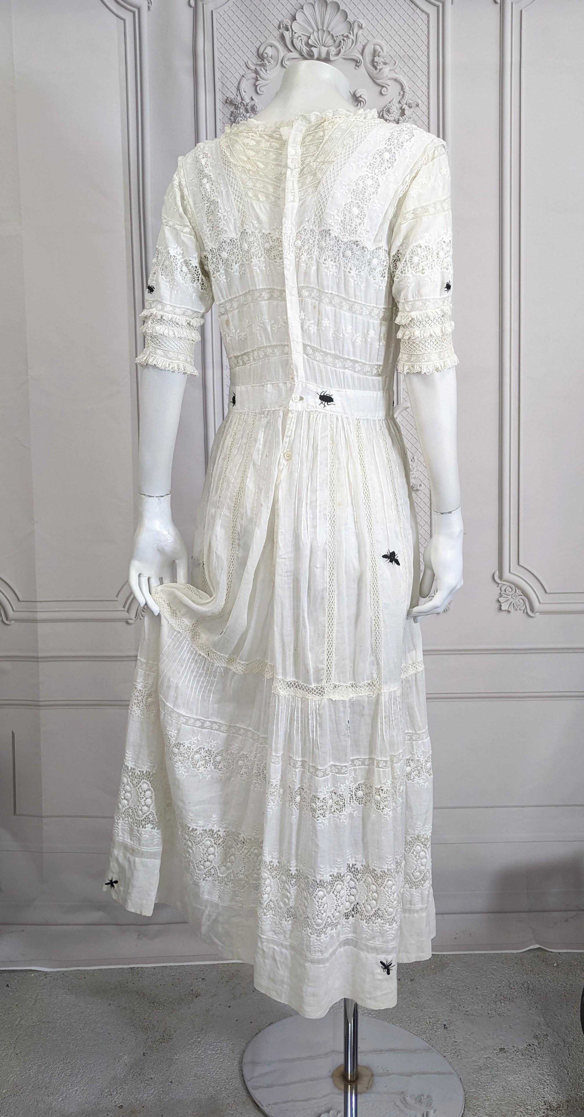 Victorian White Embroidered Dress, Upcycled Studio VL For Sale 10