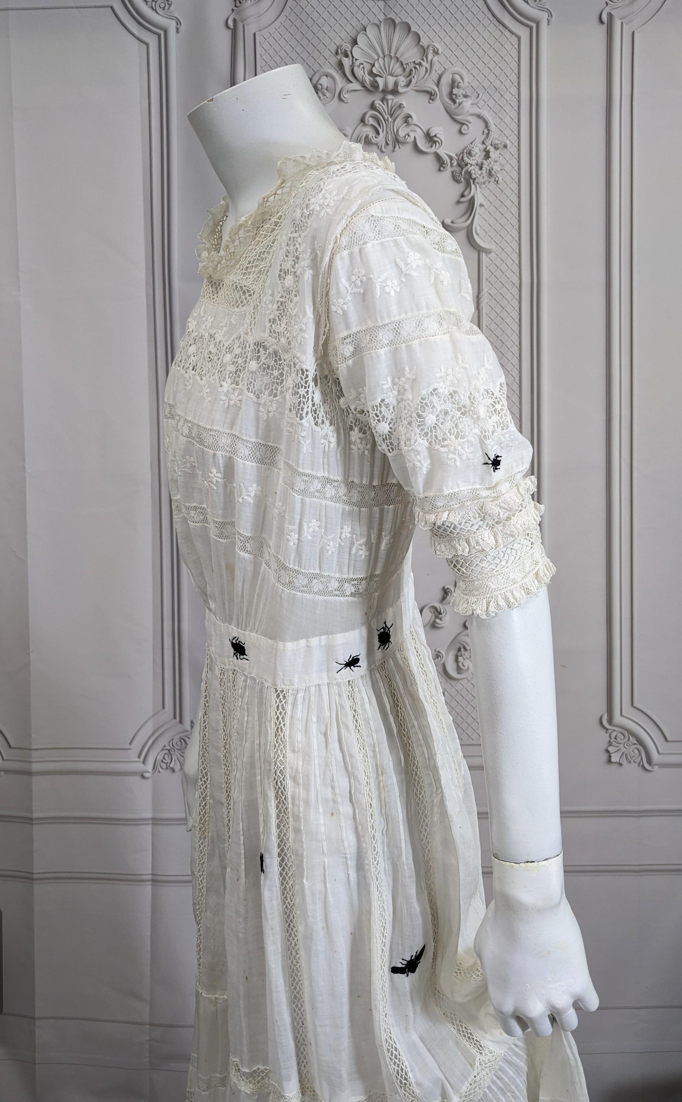 Victorian White Embroidered Dress, Upcycled Studio VL For Sale 1