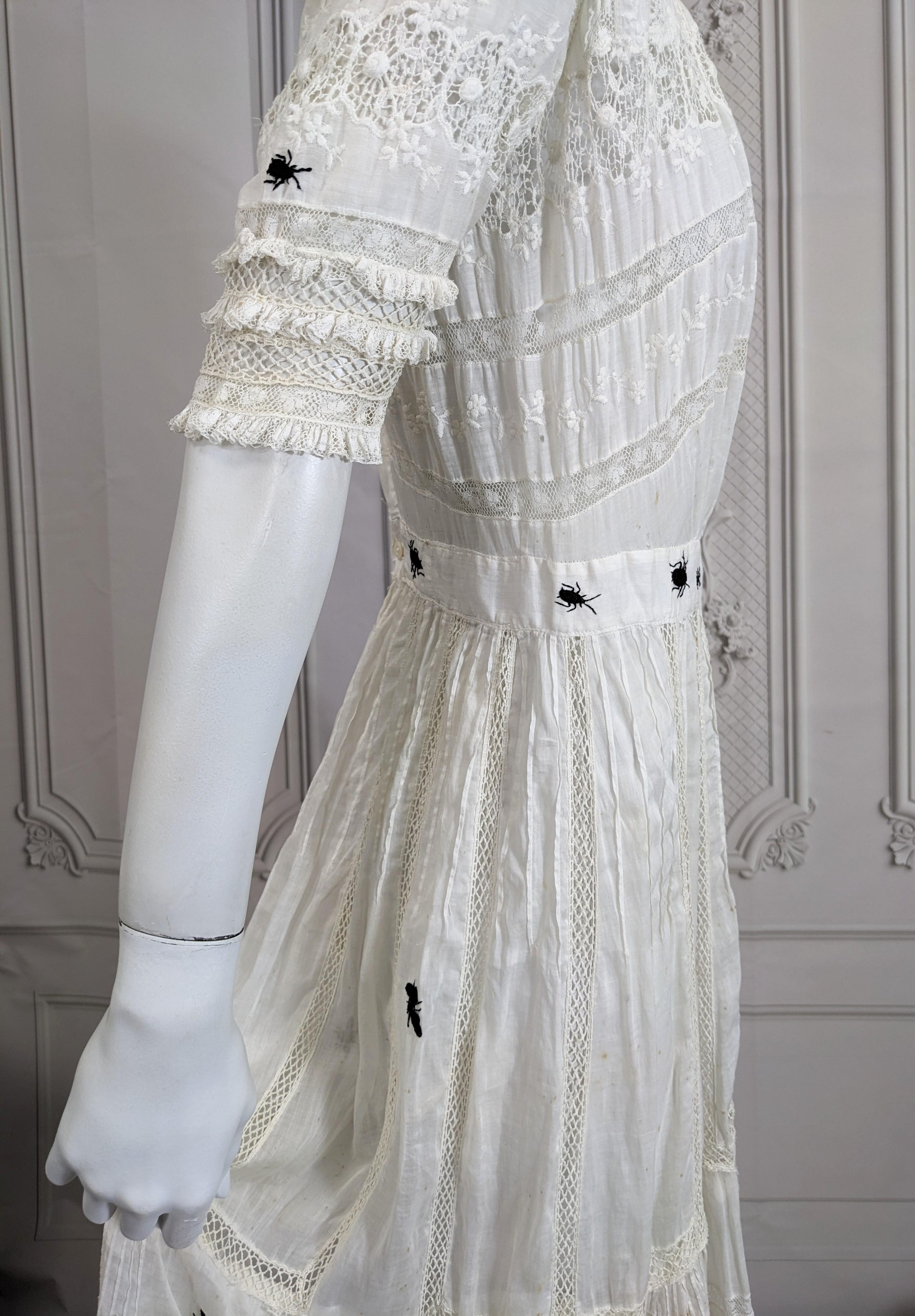 Victorian White Embroidered Dress, Upcycled Studio VL For Sale 3