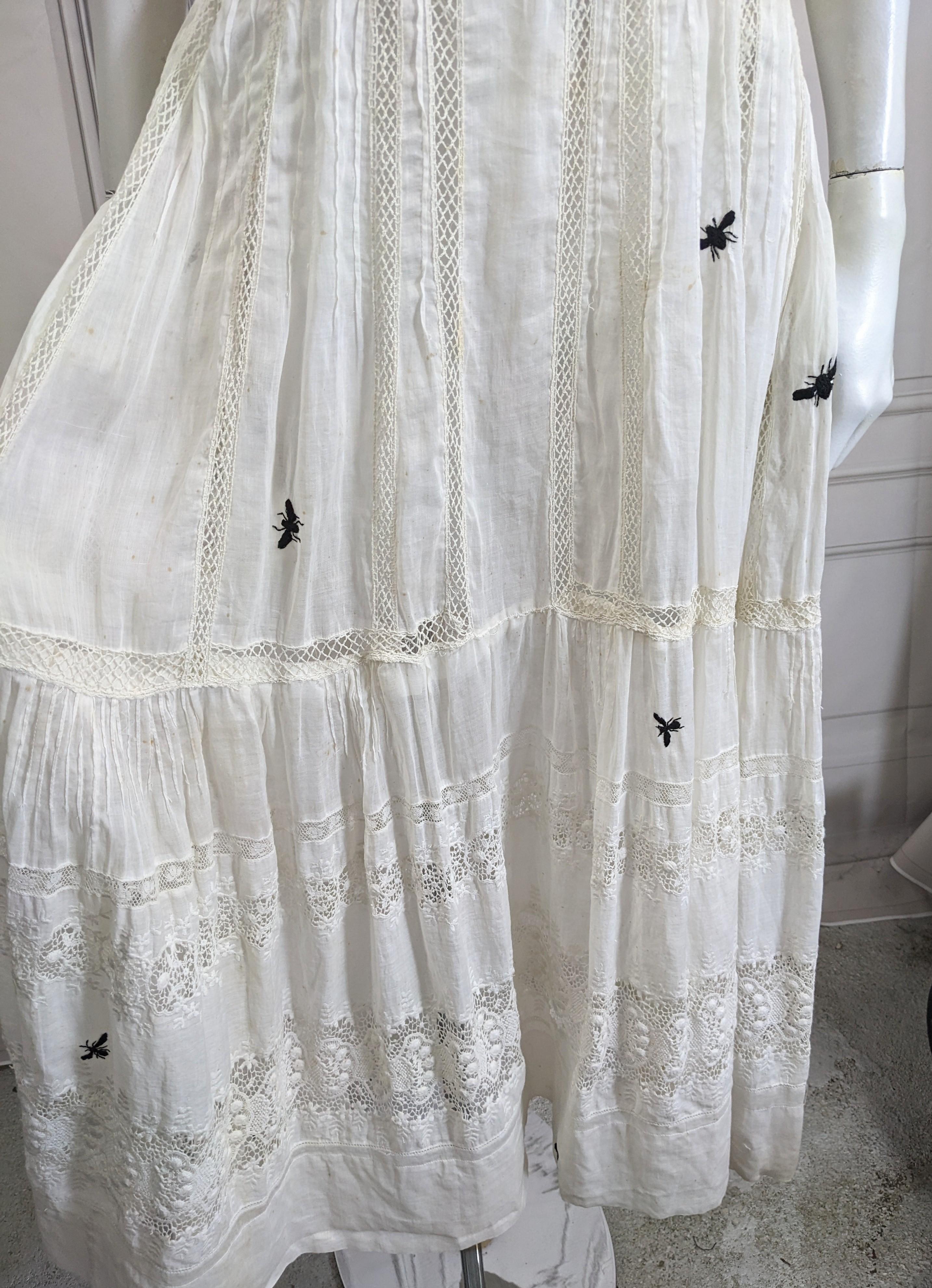 Victorian White Embroidered Dress, Upcycled Studio VL For Sale 5