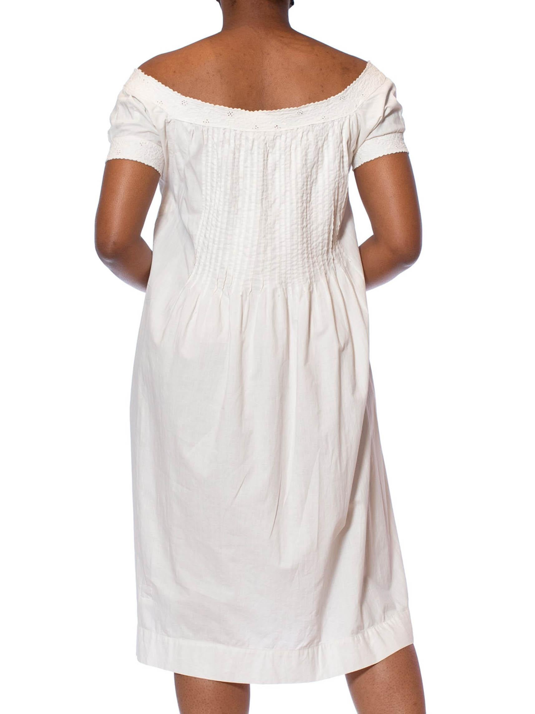 Victorian White Hand Embroidered Organic Cotton 1860S Chemise Dress 3
