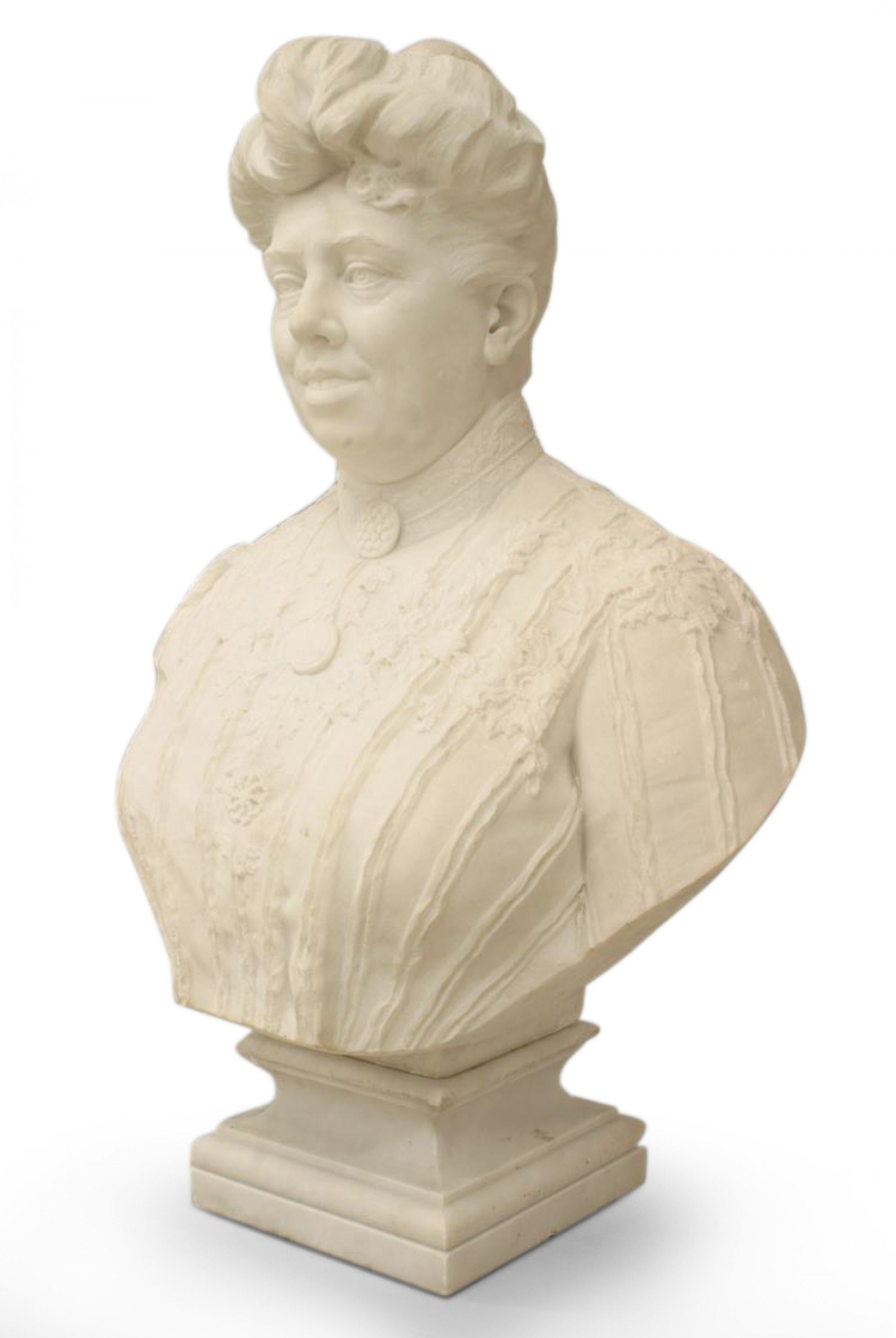 American Victorian White Marble Lady Bust For Sale