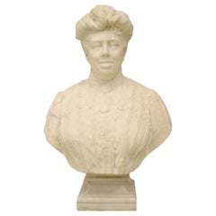 Victorian White Marble Lady Bust