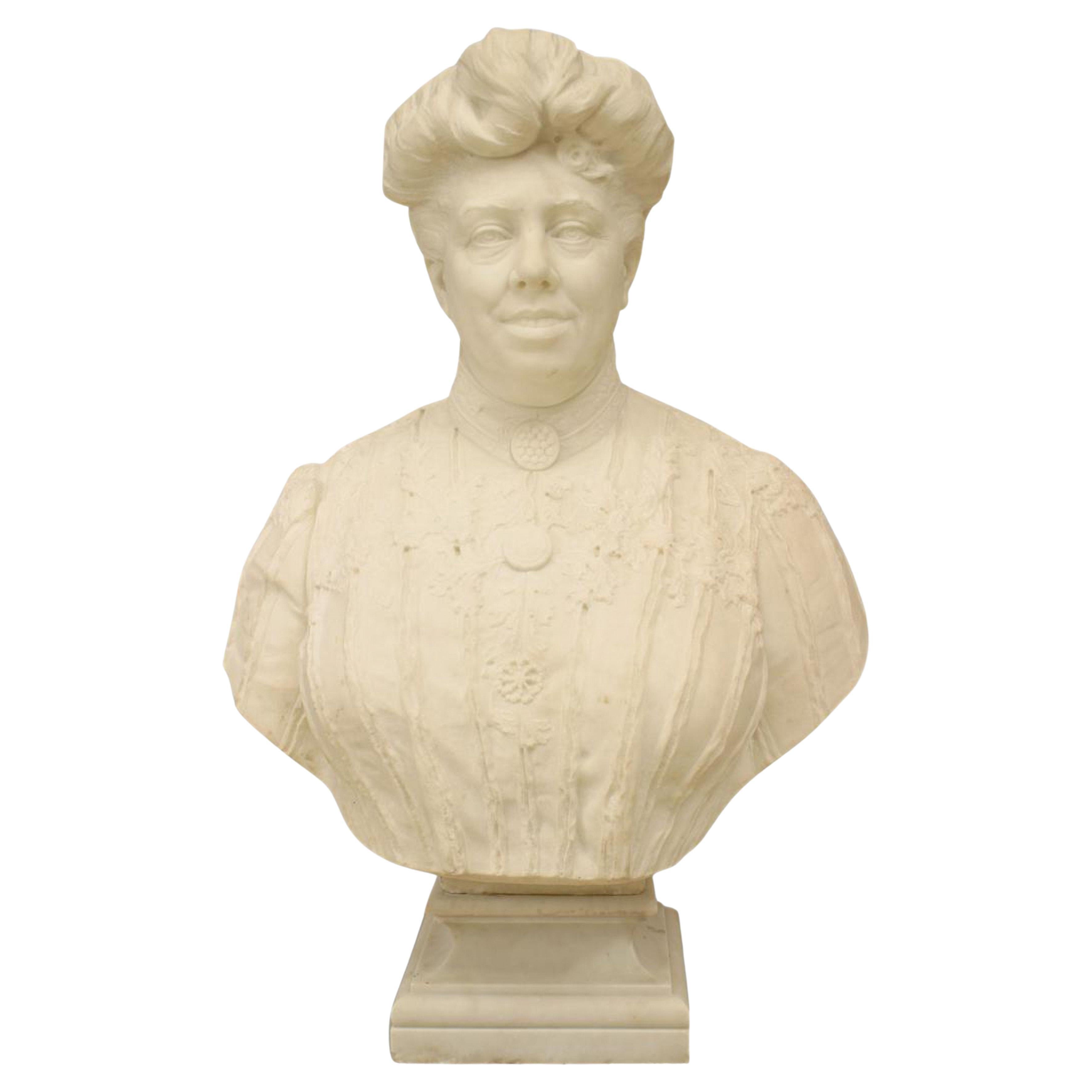 Victorian White Marble Lady Bust For Sale