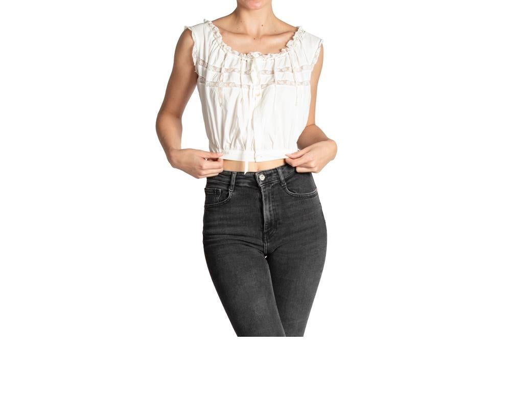 Women's Victorian White Organic Cotton Corset Cover Top Trimmed In Lace