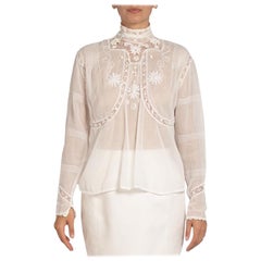 Victorian White Organic Cotton Handmade Lace Top