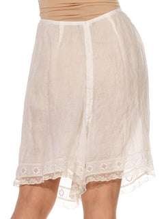 Victorian White Organic Cotton Lawn Couture Finished Knickers With Hand Embroid