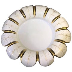 Antique Victorian White Overlay Glass Float Bowl, circa 1860