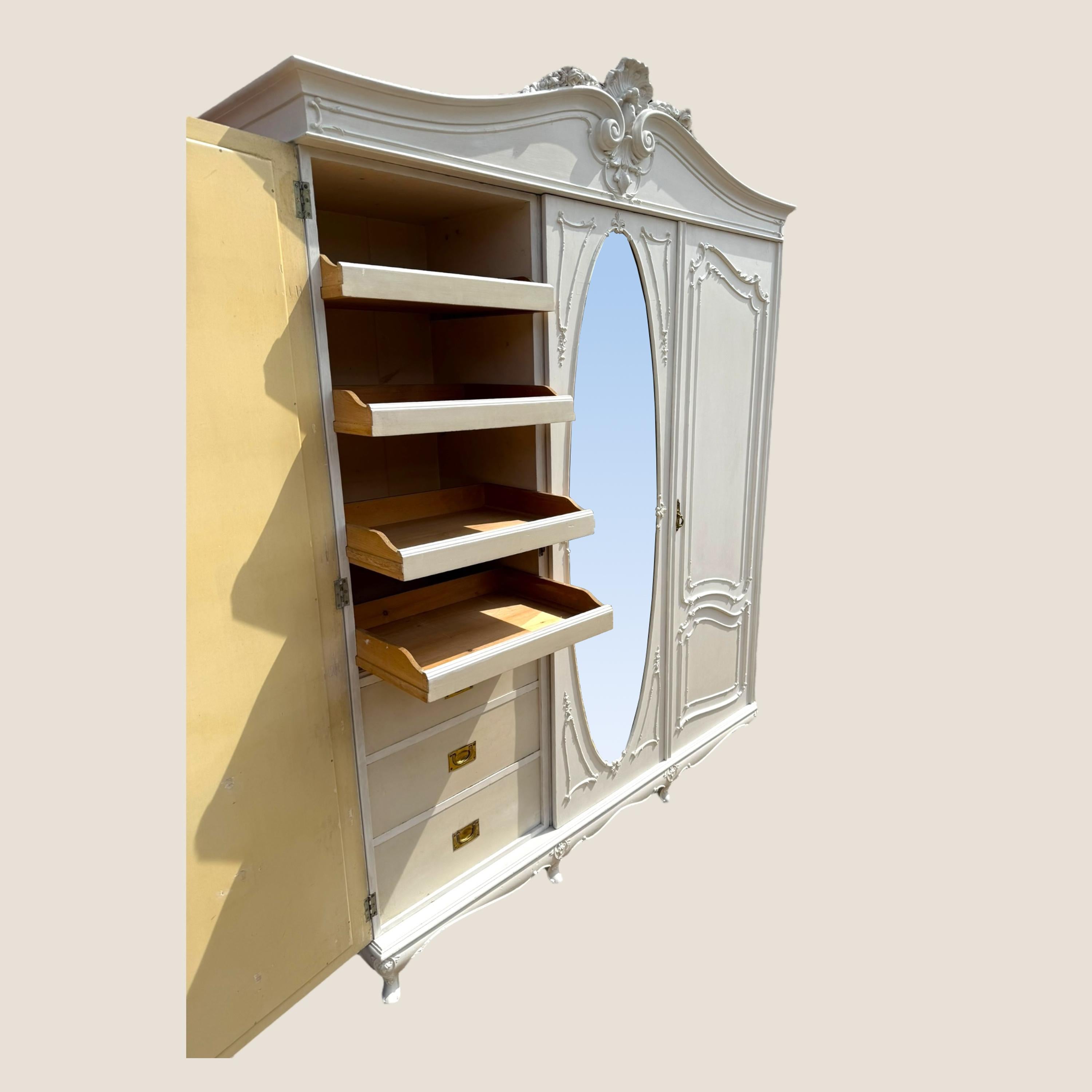 Victorian White Painted 3 Door Wardrobe For Sale 3