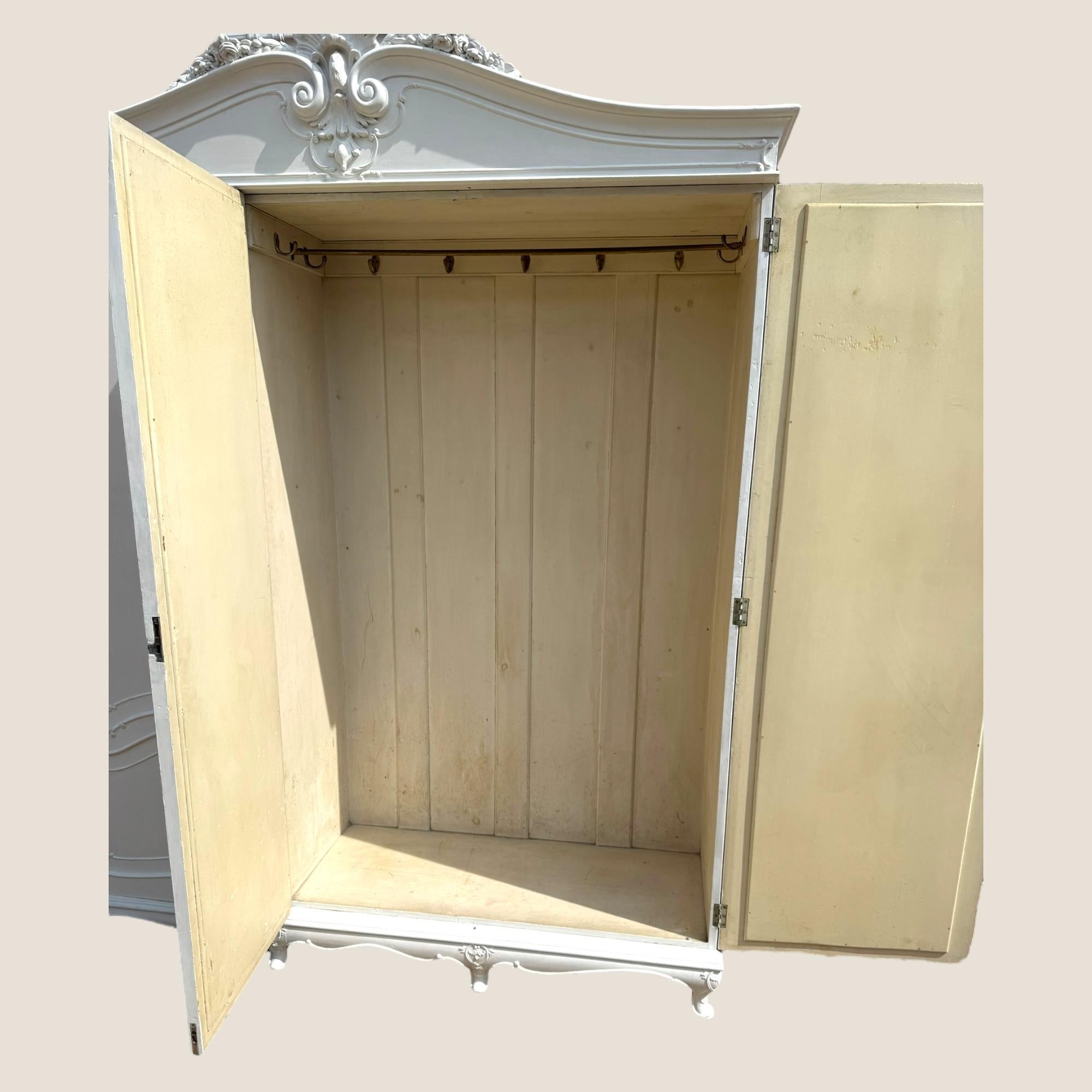 Victorian White Painted 3 Door Wardrobe For Sale 2