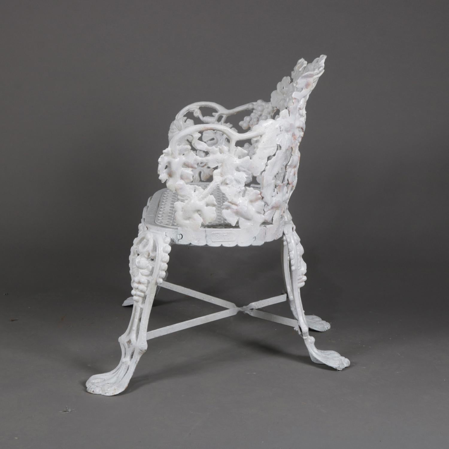 Victorian White Painted Cast Iron Grape and Leaf Garden Bench, 20th Century 6