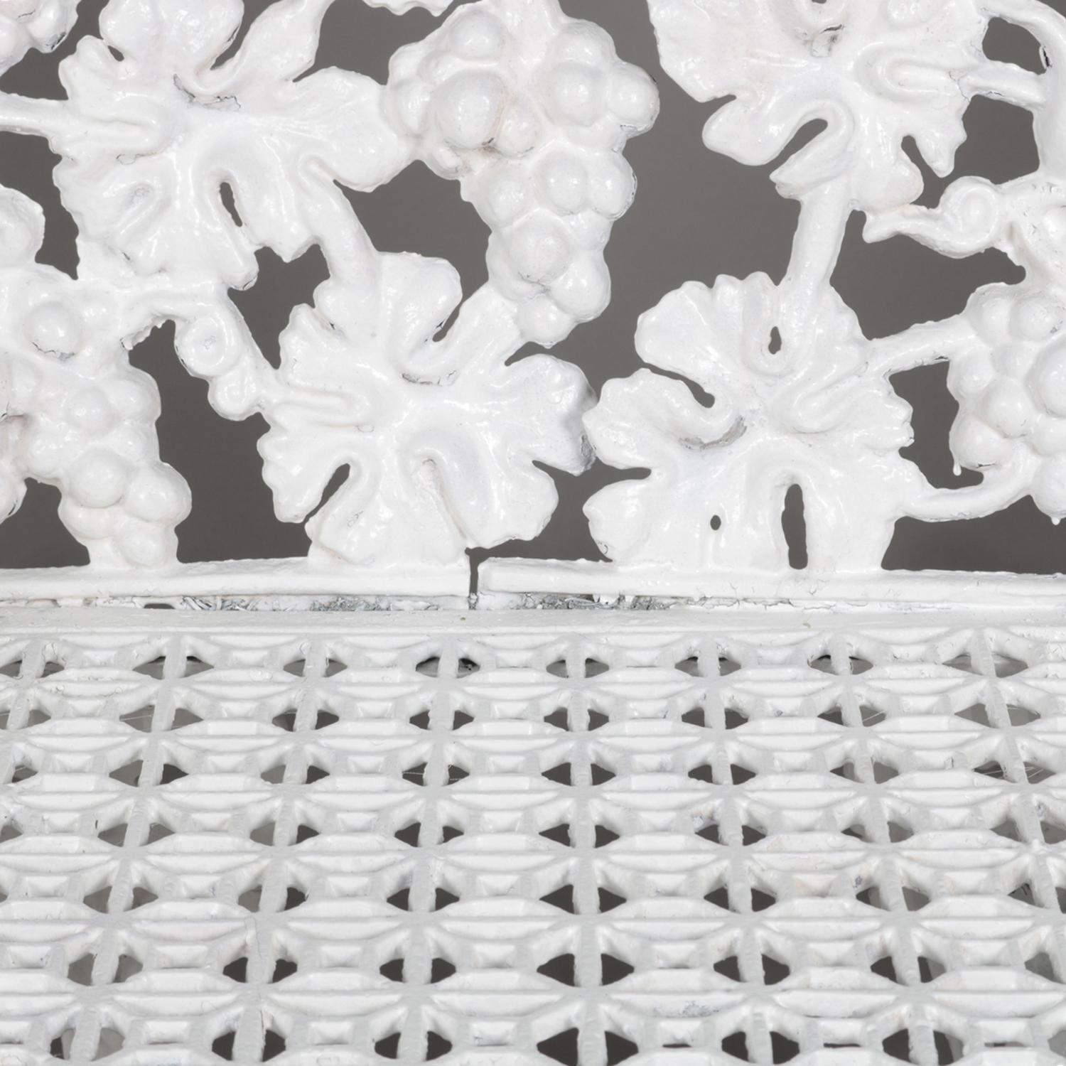 Victorian White Painted Cast Iron Grape and Leaf Garden Bench, 20th Century 1