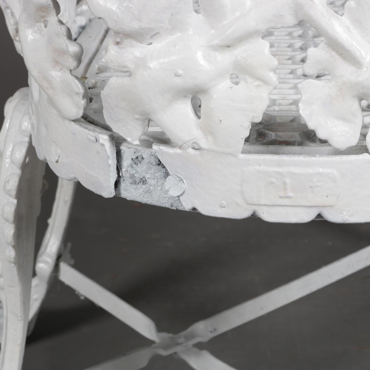 Victorian White Painted Cast Iron Grape and Leaf Garden Bench, 20th Century 2