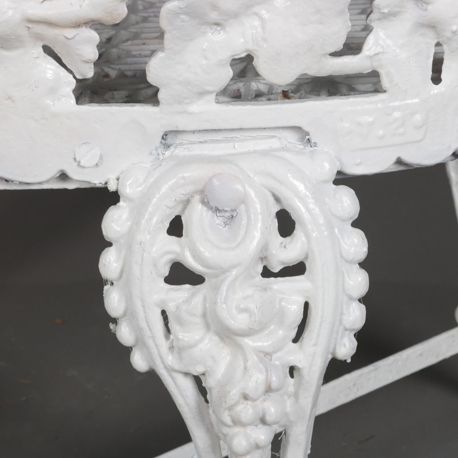 Victorian White Painted Cast Iron Grape and Leaf Garden Bench, 20th Century 4
