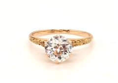 Viktorianischer Solitär-Verlobungsring mit weißem Saphir, 1,50 ct, 1890er Jahre, antik, gelb