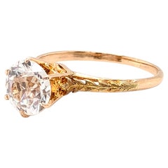Viktorianischer Solitär-Verlobungsring mit weißem Saphir, 1,50 ct, 1890er Jahre, antik, gelb