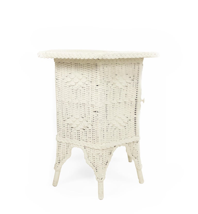 Victorian White Wicker Large End Table For Sale at 1stDibs white