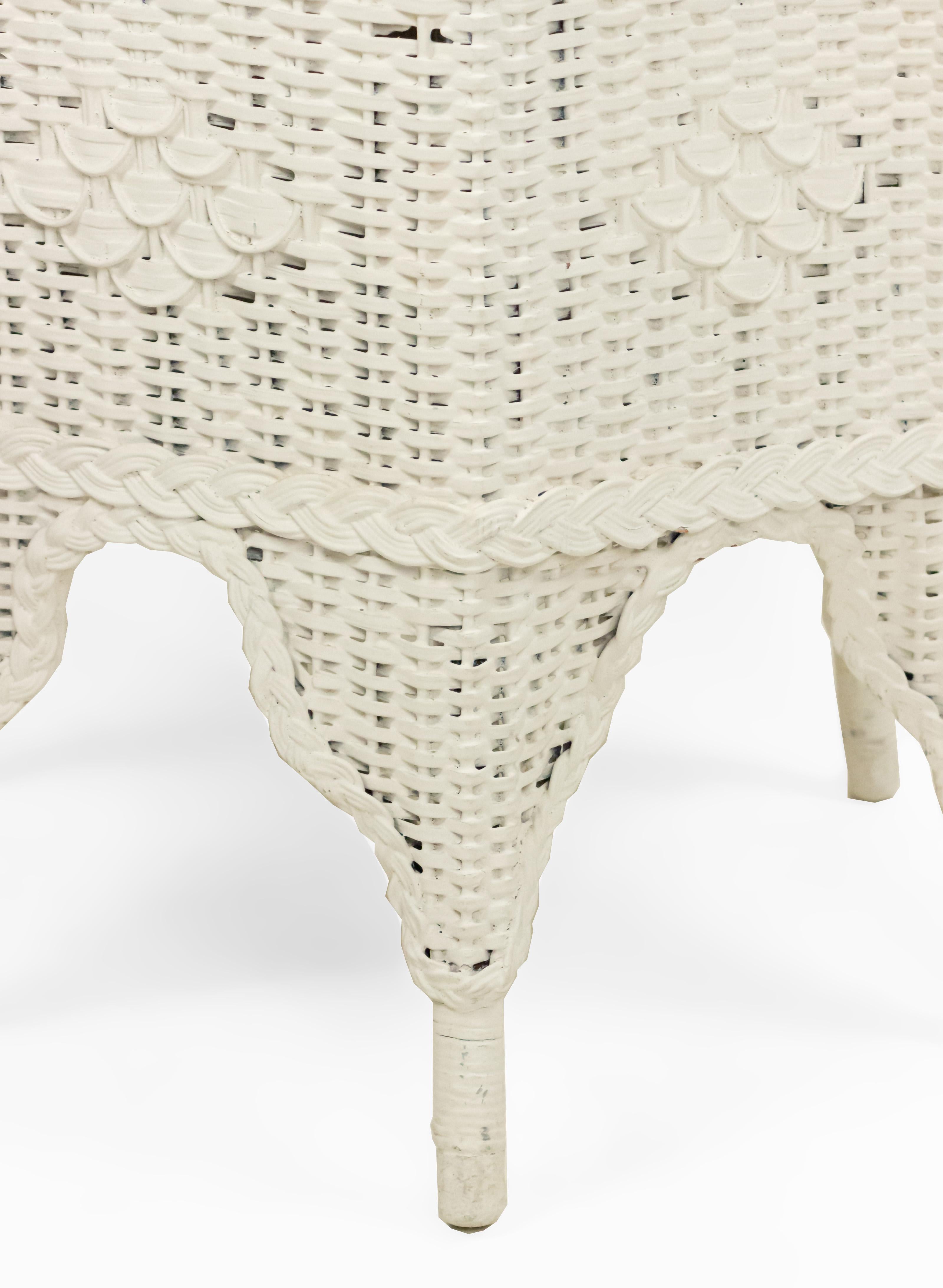 Victorian White Wicker Large End Table In Good Condition In New York, NY