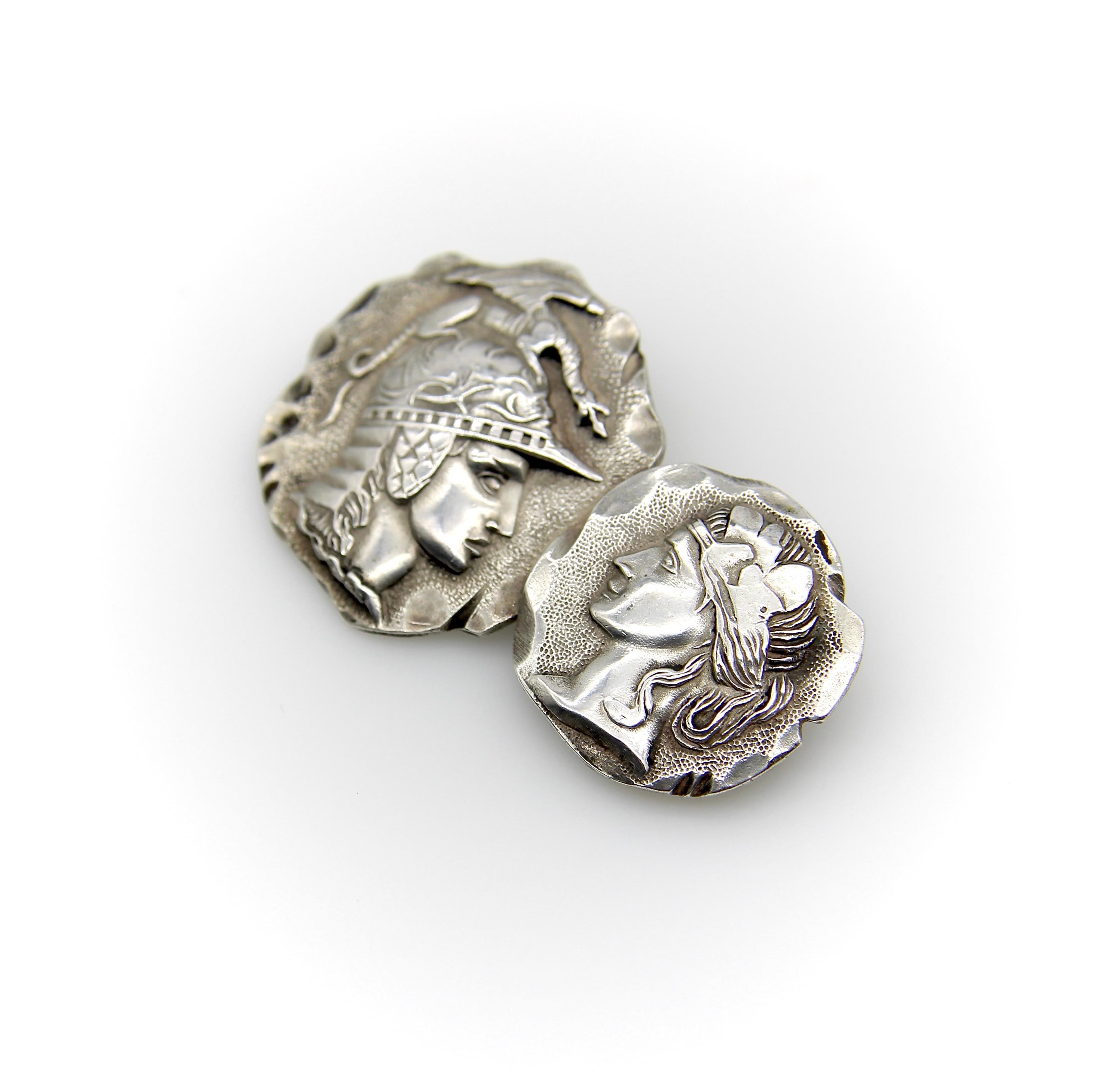 Alfiler multimedallón etrusco/homérico Victoriano Whiting de plata de ley en Bueno estado para la venta en Venice, CA