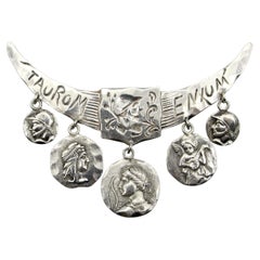 Victorian Whiting Sterling Silver Etruscan/Homeric Multi-Medallion Pin