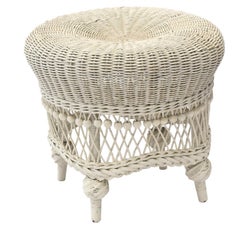 Antique Victorian Wicker Beaded Foot Stool