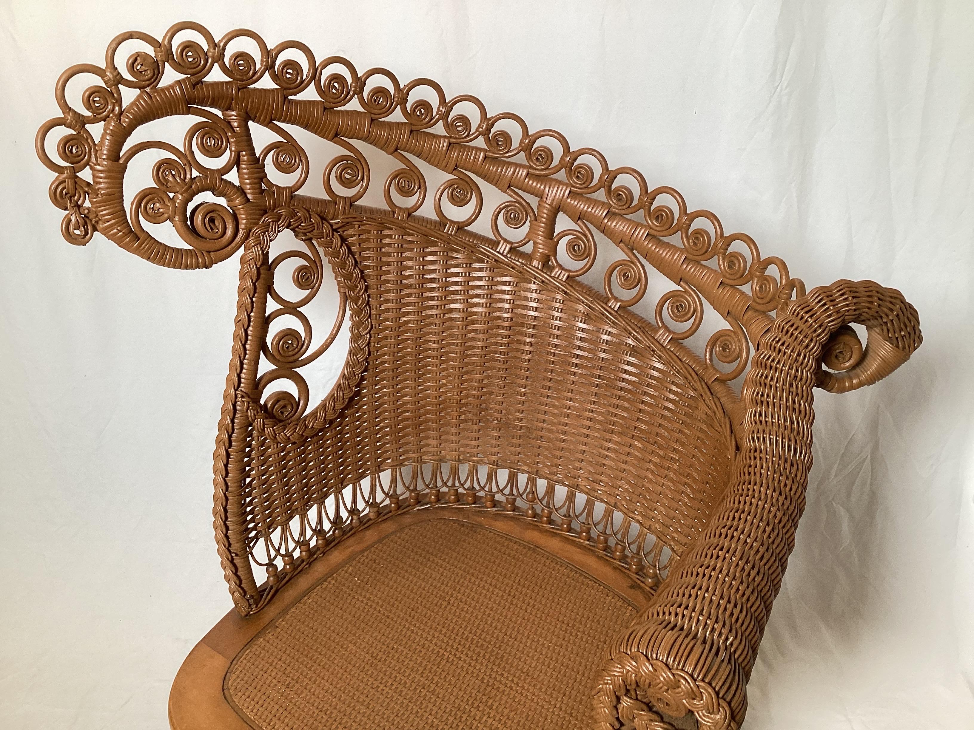 Vittoriano Sedia vittoriana in vimini in vendita