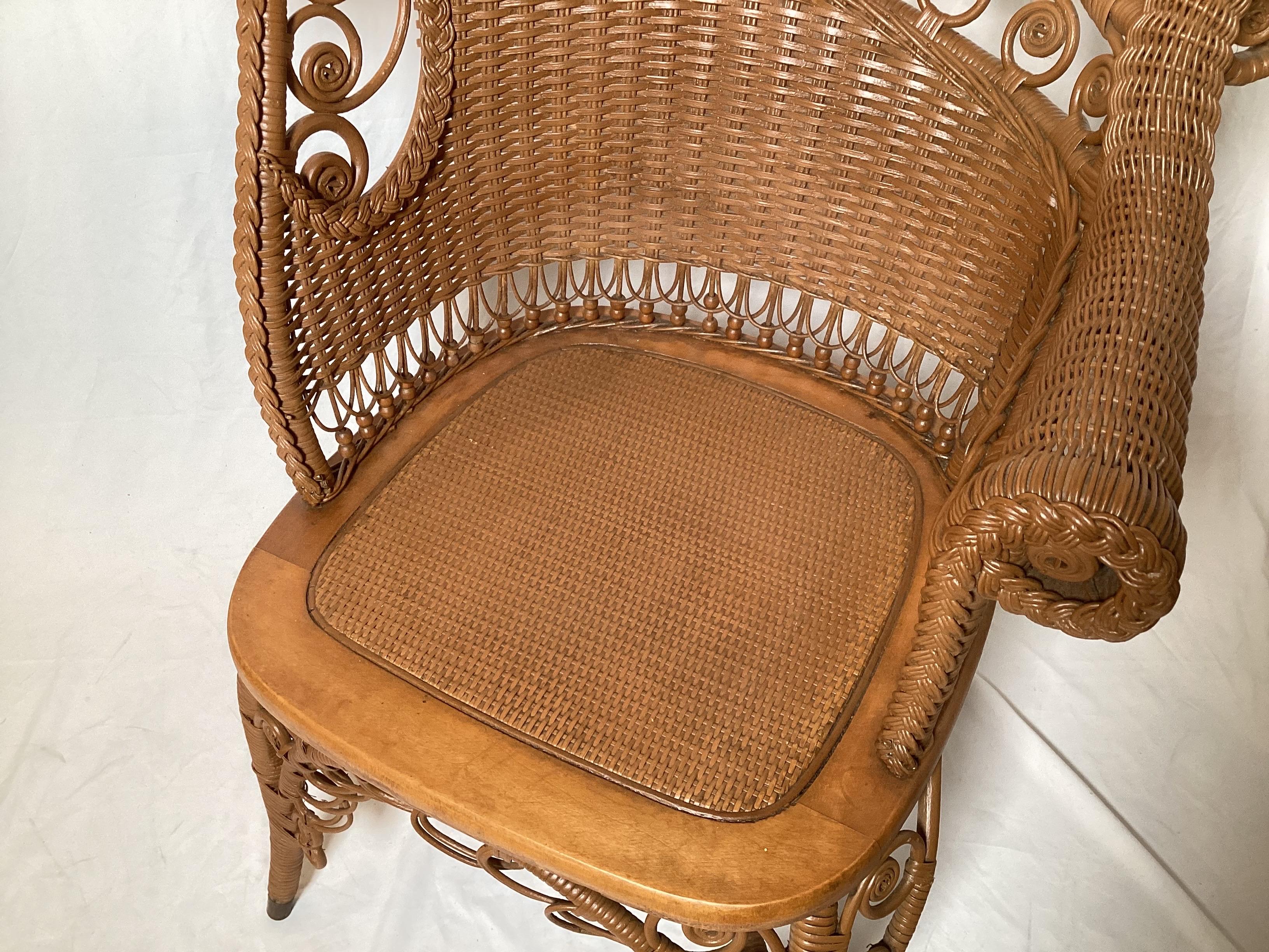 Sedia vittoriana in vimini In condizioni buone in vendita a Lambertville, NJ