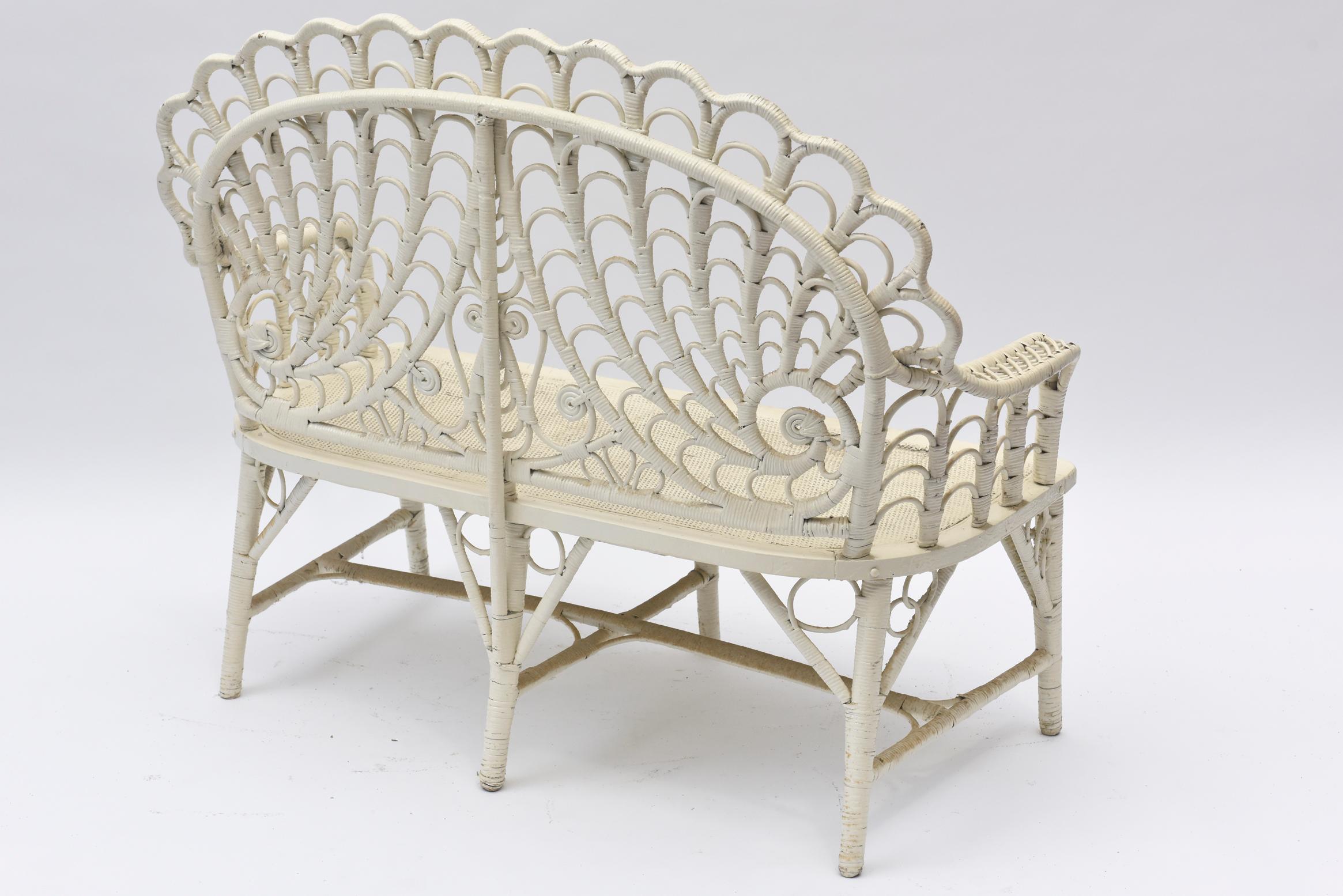 Victorian Wicker Love Seat Shell Back 3