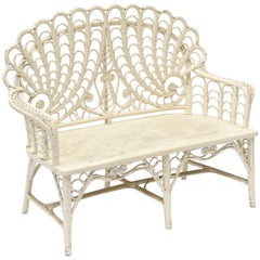 Victorian Wicker Love Seat Shell Back