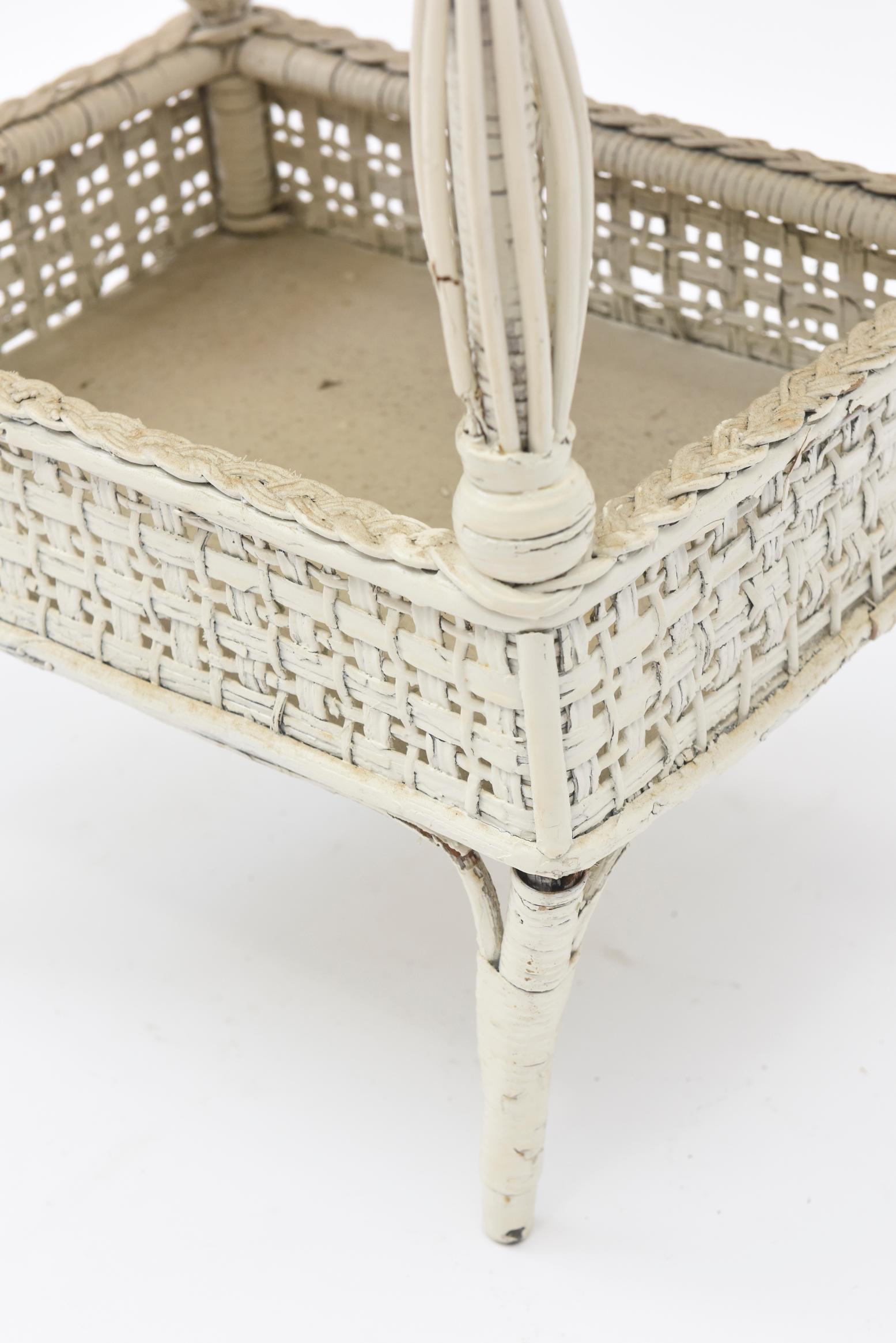 antique sewing basket with legs