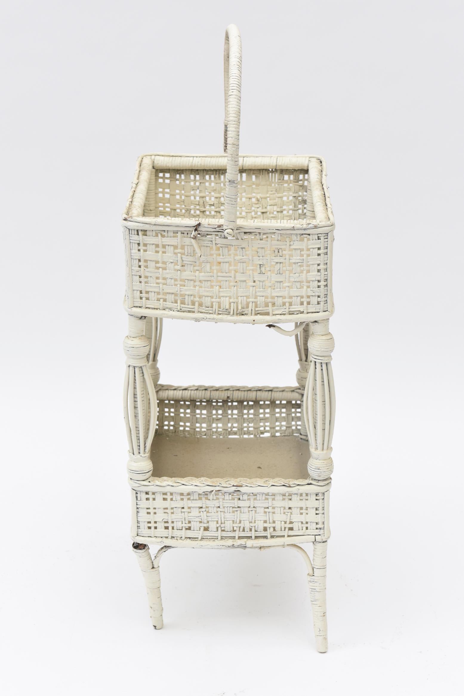 vintage wicker sewing basket with legs