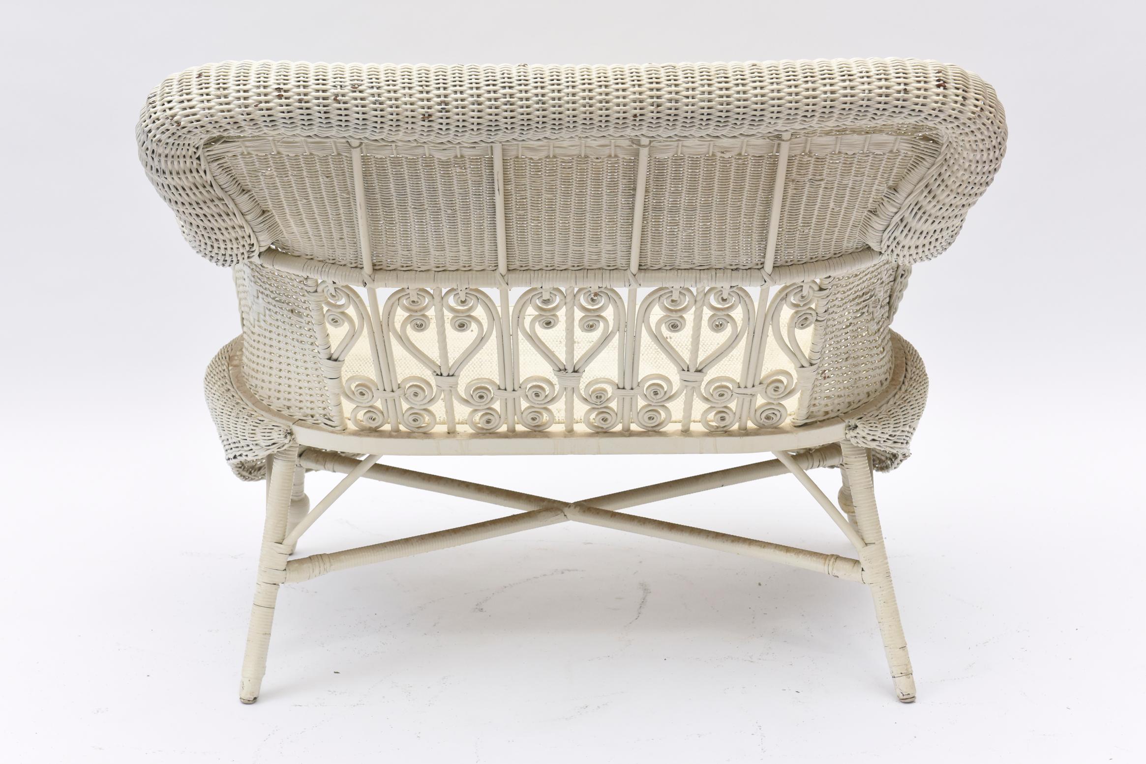 Victorian Wicker Parlor Set ‘His, Her and Child's’ Chairs, Settee and Rocker For Sale 5
