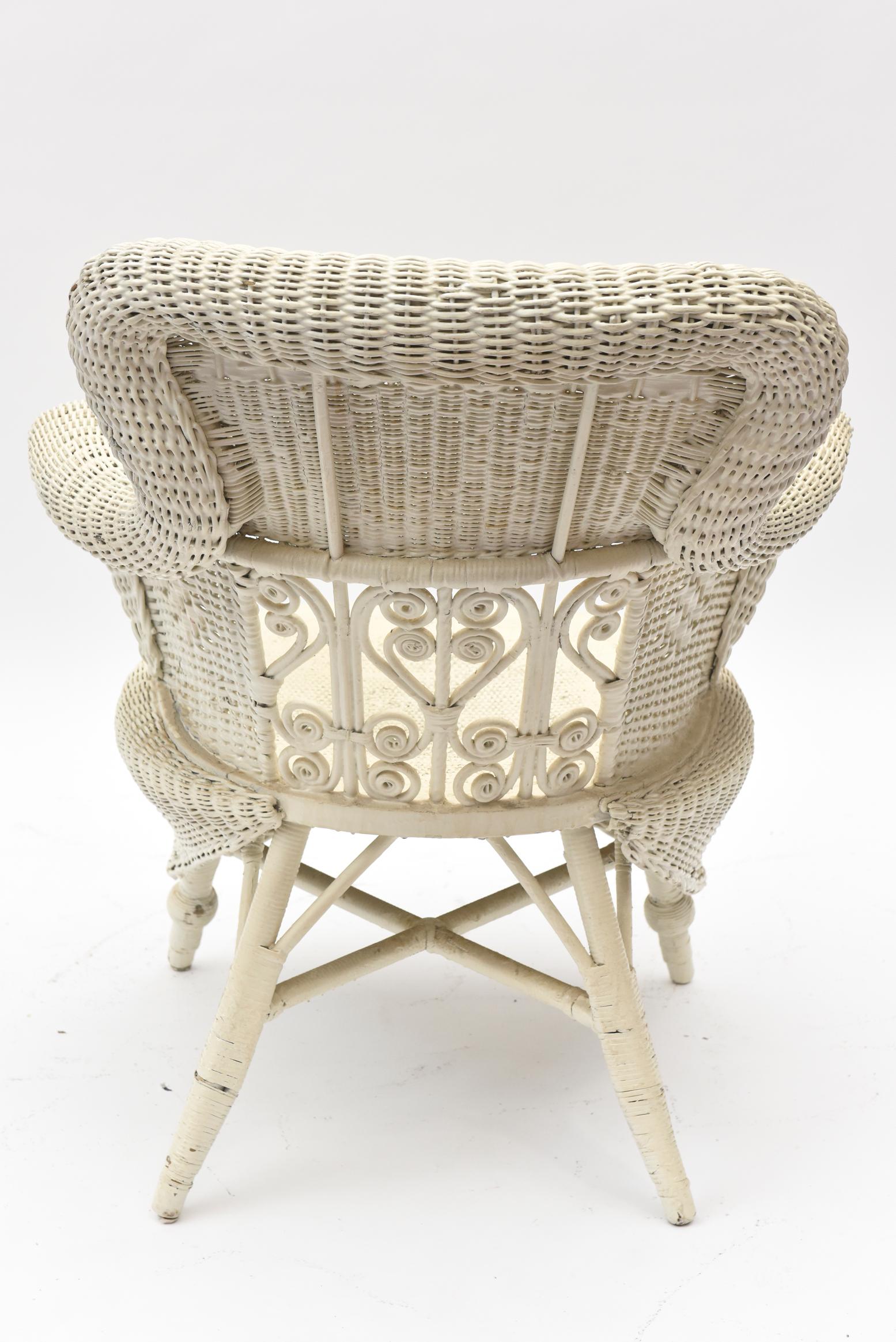 Victorian Wicker Parlor Set ‘His, Her and Child's’ Chairs, Settee and Rocker For Sale 8