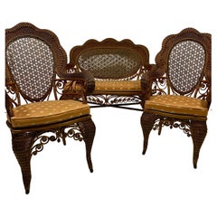Victorian Wicker Parlor Suite by Heywood Wakefield Company., C. 1890-1900