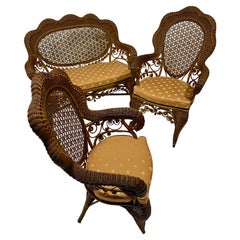 Victorian Wicker Parlor Suite by Heywood Wakefield Company., C. 1890-1900