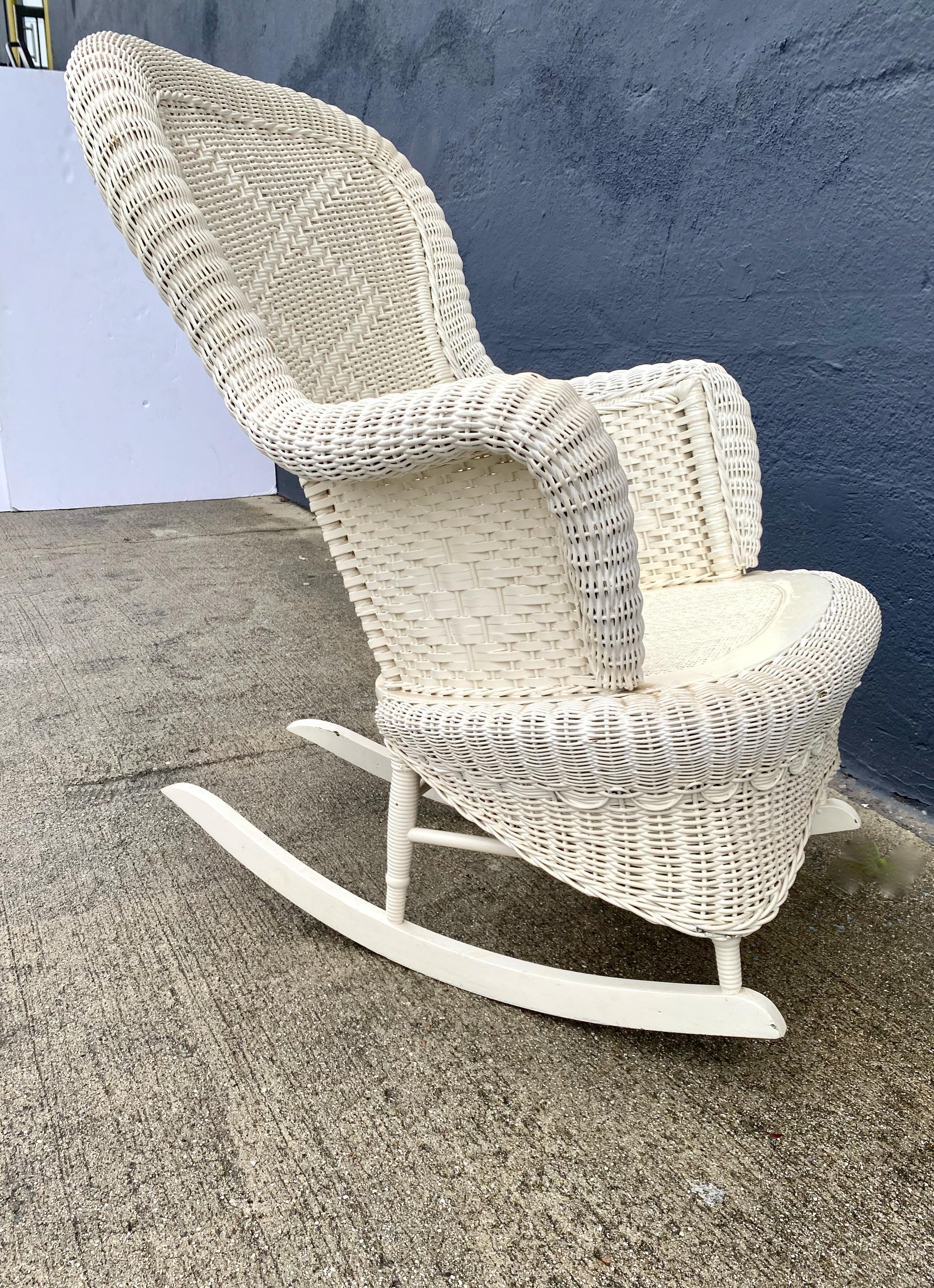 Late Victorian Victorian Wicker Rocking Chair For Sale