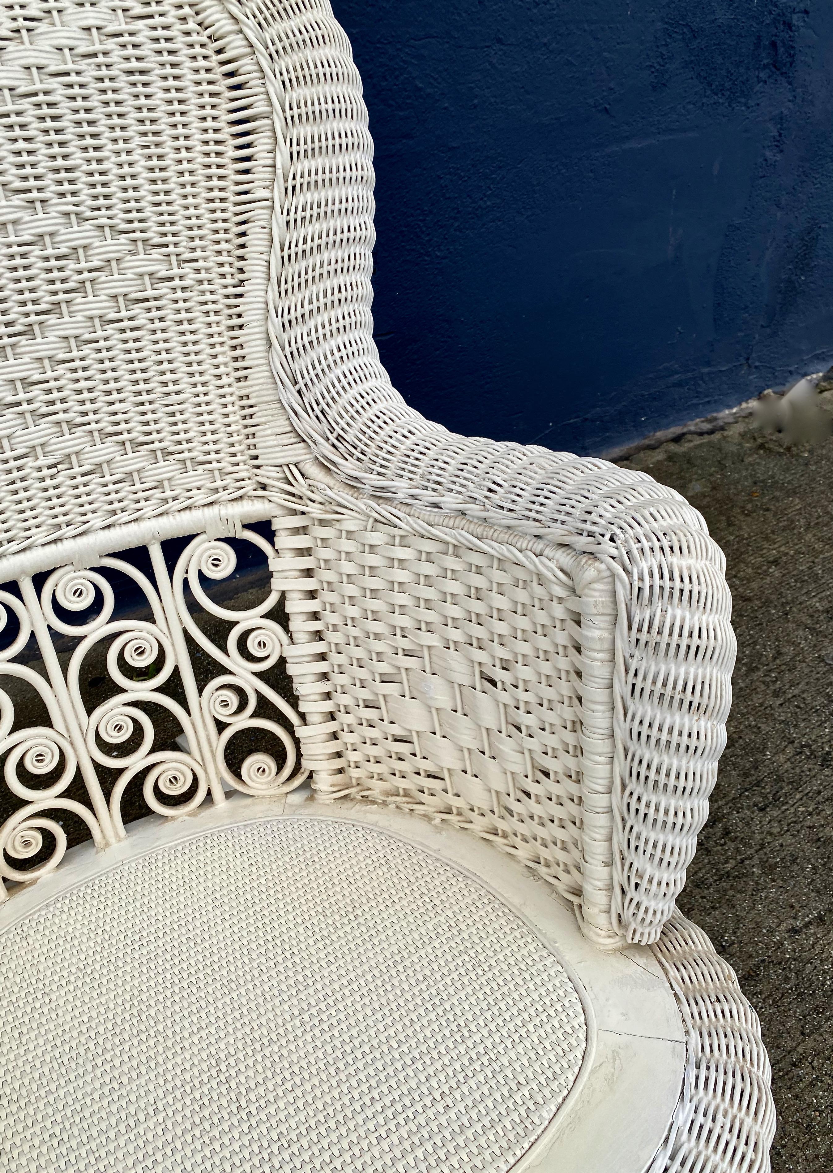 Hand-Woven Victorian Wicker Rocking Chair For Sale