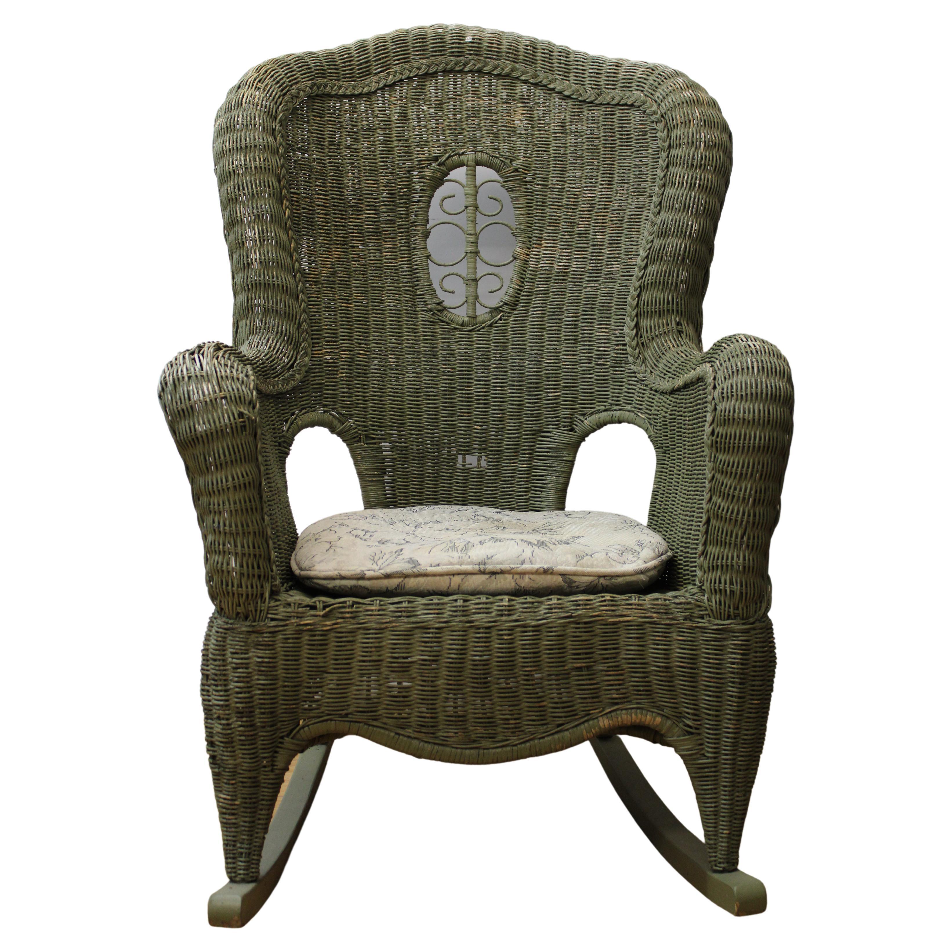 Victorian Wicker Rocking Chair For Sale