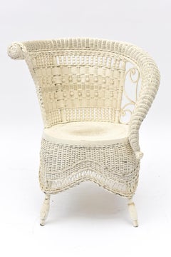 Victorian Wicker Rolled Arm Portrait Chair