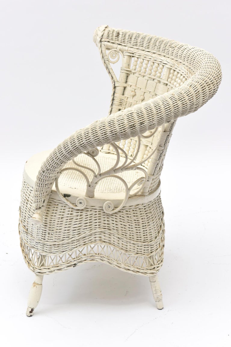 Victorian Wicker Rolled Arm Portrait Chair For Sale at 1stDibs