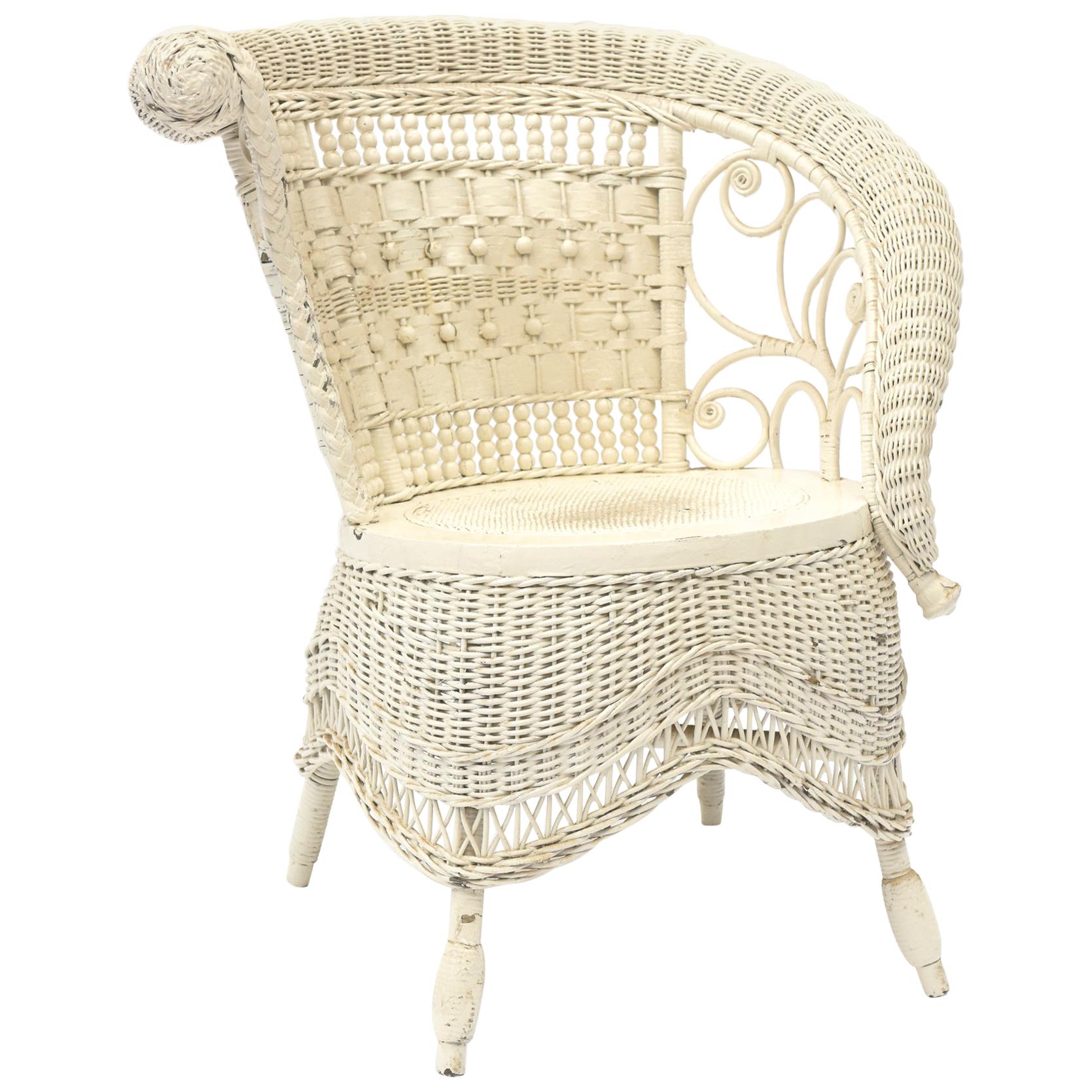 Victorian Wicker Rolled Arm Portrait Chair