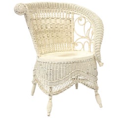 Victorian Wicker Rolled Arm Portrait Chair