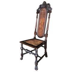 Victorian Wicker Seat Carved Oak Gothic Revival Side Throne Chair