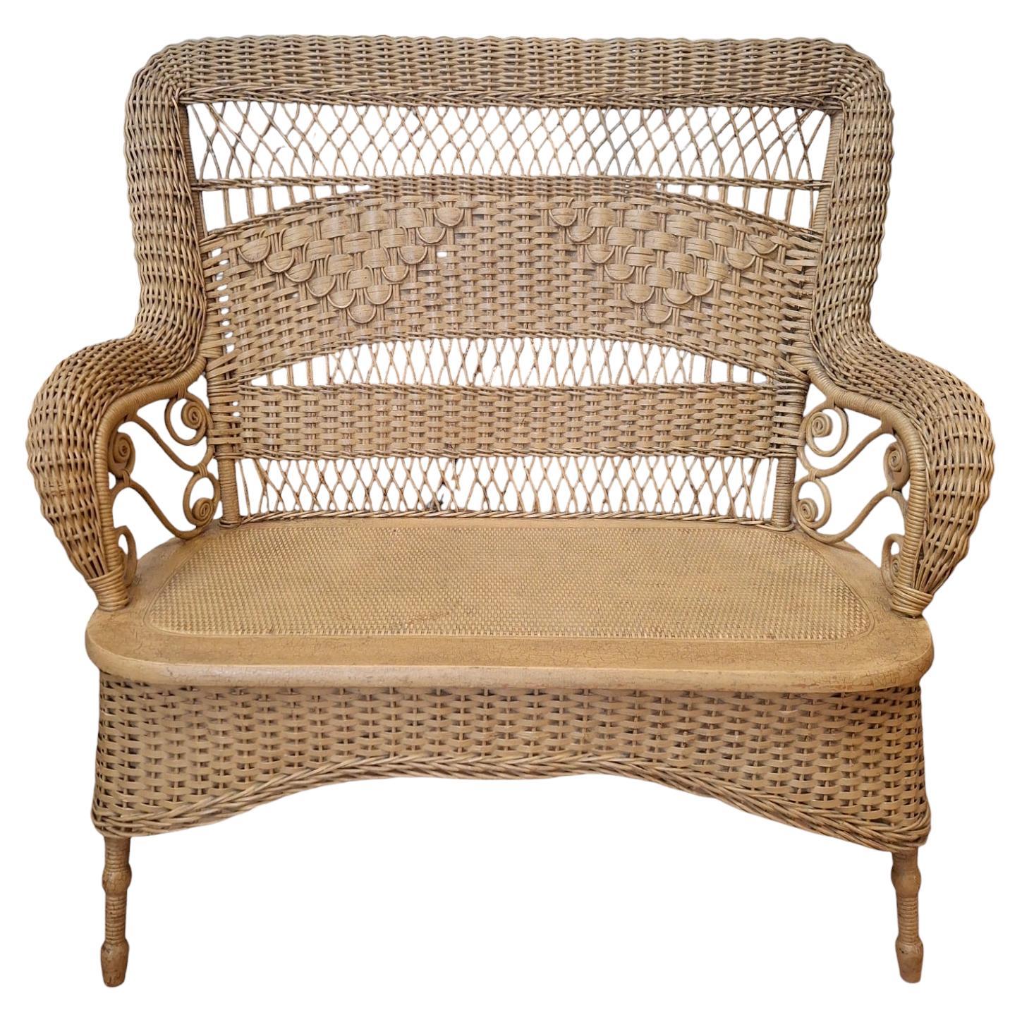 Viktorianisches Korbweide-Sessel/Loveseat